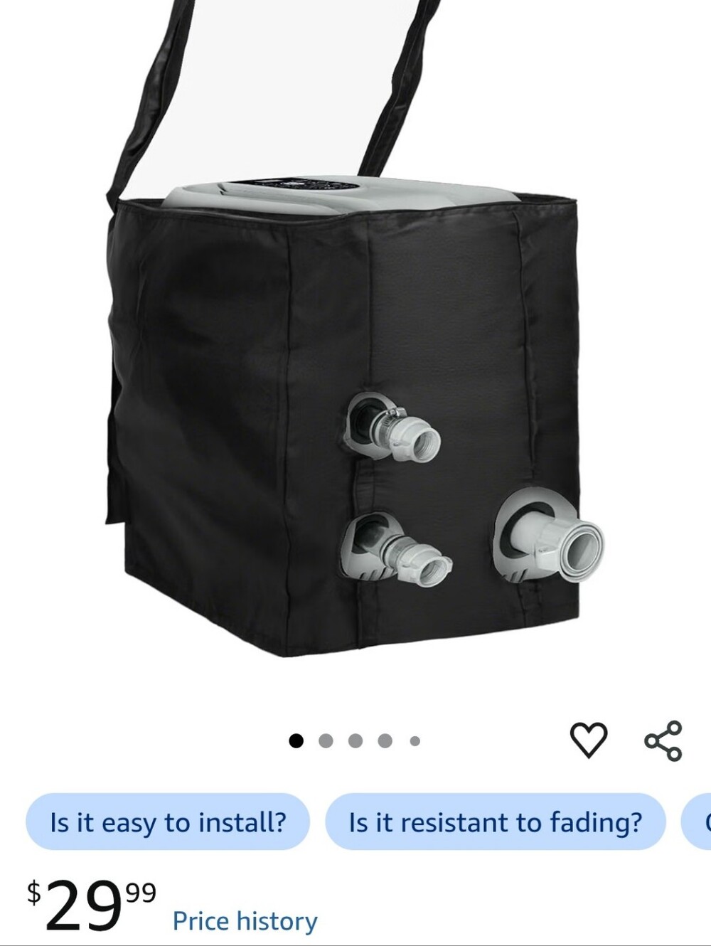 Universal Black Inflatable Spa Pump Cover with Hose Connectors